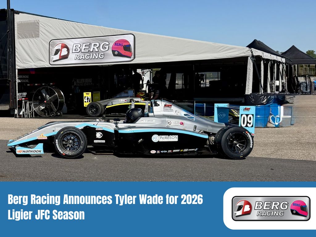 Berg Racing driver Tyler Wade in Ligier Formula car for the 2026 Ligier JFC season announcement